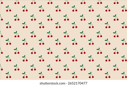Clean and cute cherry repeating design. Excellent for surface design, packaging, and lighthearted projects