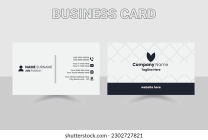 clean dark business card, Minimal Corporate Business card, black dark business card modern design vector, Design with trendy pattern minimalist print template