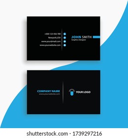 Limpie la tarjeta de negocios oscura. Plantilla de tarjeta de visita Vector Moderno, creativa y limpia. Plantilla De Tarjetas De Negocios Limpia Y Moderna Al Estilo De Negocio. Logotipo con fondo vectorial de la tarjeta V corporativa mínima.