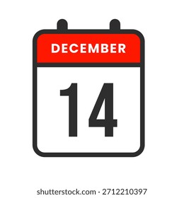 Clean December 14 date icon perfect for scheduling tasks, marking deadlines, planning events, and enhancing time management.