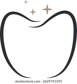 Clean dental icon with three stars to highlight brightness. Ideal for apps, UI, hygiene brands.