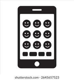 A clean design featuring a smartphone screen showcasing a colorful emoji keyboard. 