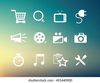 Clean design icons for internet property and entertainment assets
