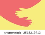 Clean design of intertwined hands, representing mutual support, love, and peace. Perfect for greeting cards and support group materials