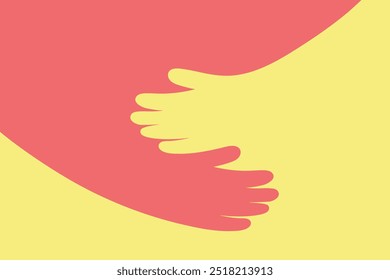 Clean design of intertwined hands, representing mutual support, love, and peace. Perfect for greeting cards and support group materials