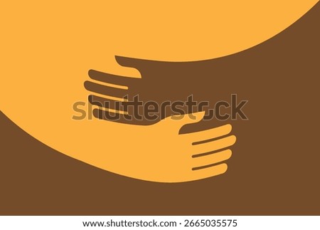Clean design of intertwined hands, representing mutual support, love, and peace. Perfect for greeting cards and support group materials