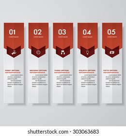 Clean design red and grey number banners template for infographic or website layout. Vector.