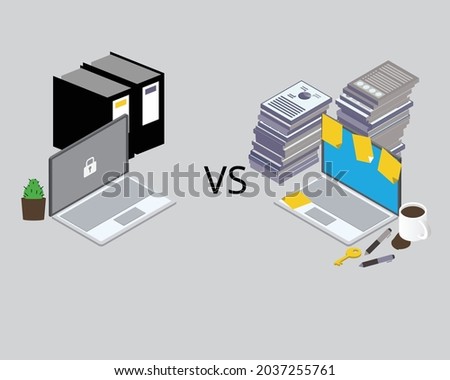 clean desk policy or CDP compare with dirty and untidy desk