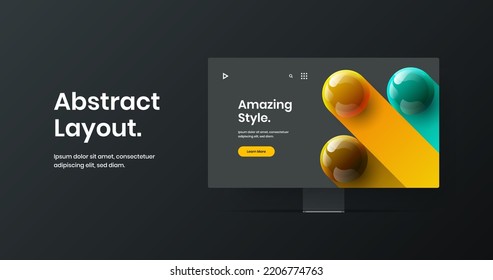 Clean desktop mockup presentation illustration. Abstract web banner vector design template.