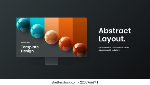 Clean desktop mockup web project template. Vivid site design vector layout.