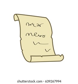 clean detailed ancient scroll with text watching on right on white background vector illustration