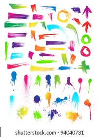 Clean Detailed Set of 55 Brush Strokes & Paint Drips