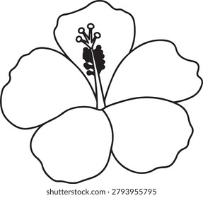 A clean and detailed vector drawing of a hibiscus flower with a unique center design, perfect for nature and botanical projects.