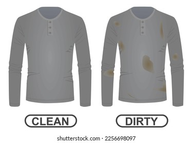 Clean and dirty long sleeve t shirt. vector