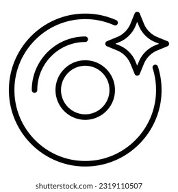 Vector de contorno de icono de plato limpio. Detergente líquido. Lavar producto