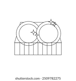 clean dishes icon, easy cleaning, thin line symbol isolated .thin line symbol isolated on white background, editable stroke eps 10