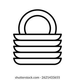 Clean dishes icon set, shiny plate stack, for mobile concept and web design. vector illustration on white background