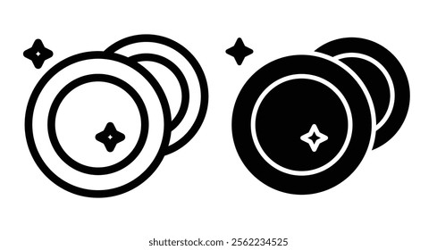 Clean dishes Icons pack in outlined and flat versions