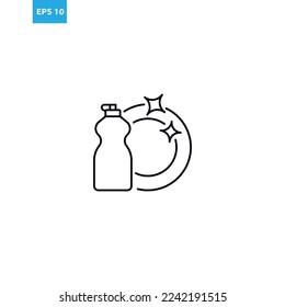 Clean dishes line icon Vector illustration