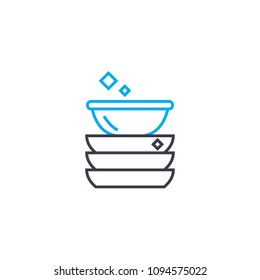 Clean dishes linear icon concept. Clean dishes line vector sign, symbol, illustration.