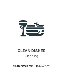 Clean dishes vector icon on white background. Flat vector clean dishes icon symbol sign from modern cleaning collection for mobile concept and web apps design.