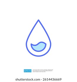 Clean and Disinfect Icon Featuring Stylized Water Drop with Blue Outline and Internal Liquid Design
