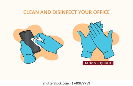 clean and disinfect your cell phone - gloves required in the office