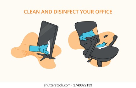 clean and disinfect your office computer clean your chair before and after using it