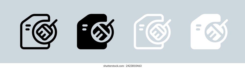 Clean disk icon set in black and white. Cleaner signs vector illustration.