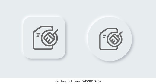 Clean disk line icon in neomorphic design style. Cleaner signs vector illustration.