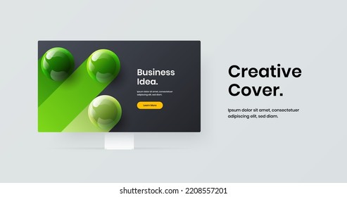 Clean display mockup landing page layout. Bright web project vector design concept.