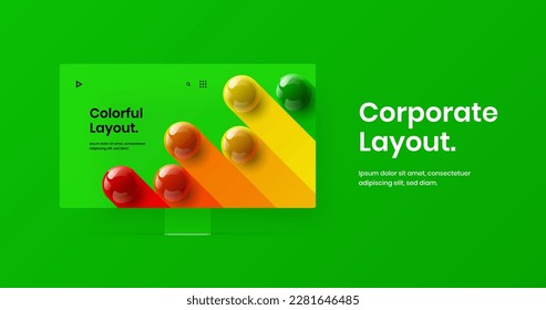 Clean display mockup presentation illustration. Minimalistic website design vector template.