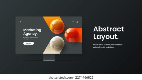 Clean display mockup web project template. Minimalistic website screen vector design layout.