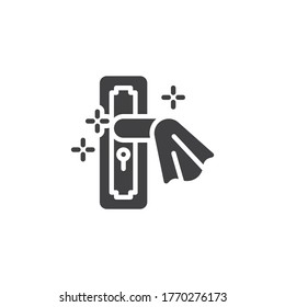 Clean door handle vector icon. filled flat sign for mobile concept and web design. Disinfect door handle glyph icon. Symbol, logo illustration. Vector graphics