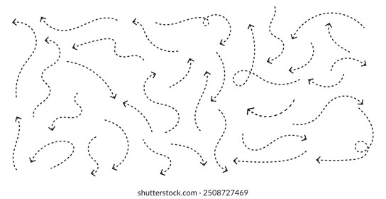 clean dot style hand drawn doodle arrows set