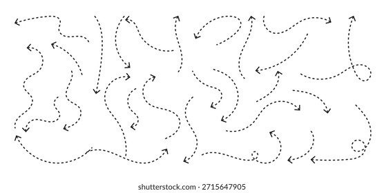 Conjunto de flechas de doodle dibujadas a mano estilo punto limpio, Ilustración vectorial.