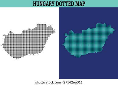 Clean dotted map artwork of Hungary ideal for data visualization prints branding and layouts