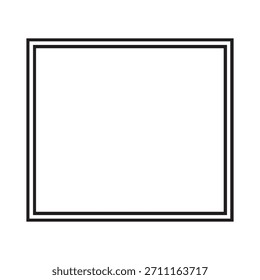 Clean double line square frame featuring a sleek black border. Simple geometric shape illustration perfect for various design layouts.