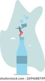 Trinkwasser in einer Flasche reinigen. Produktwerbung.