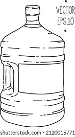clean drinking water in a plastic bottle. a large plastic container for liquid, water for a cooler.