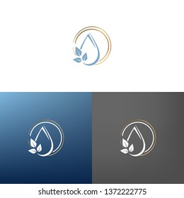 Clean drop with leaves logo/sign design. vector image.