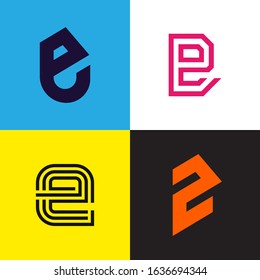 Clean E letter logo company signs set. Vector symbols collection.