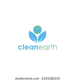 Clean earth logo leaf symbols templates