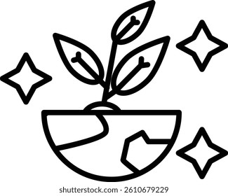 Clean Earth Vector Line Icon Design