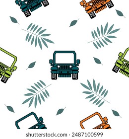 Clean and easy use jeep seamless pattern vector