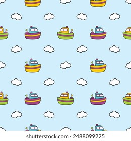 Clean and easy use ship seamless pattern