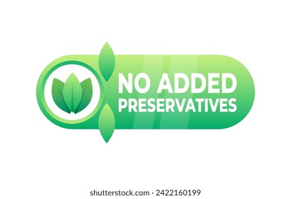 Clean eating assurance with no added preservatives badge and leaf icon for health-focused foods