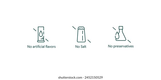 Clean Eating Icon: No Artificial Flavors, Salt-Free, Preservative-Free Vector Design