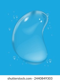 Salpicaduras de agua limpia y ecológica en forma de gotas grandes y pequeñas
