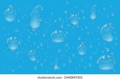Salpicaduras de agua limpia y ecológica en forma de gotas grandes y pequeñas